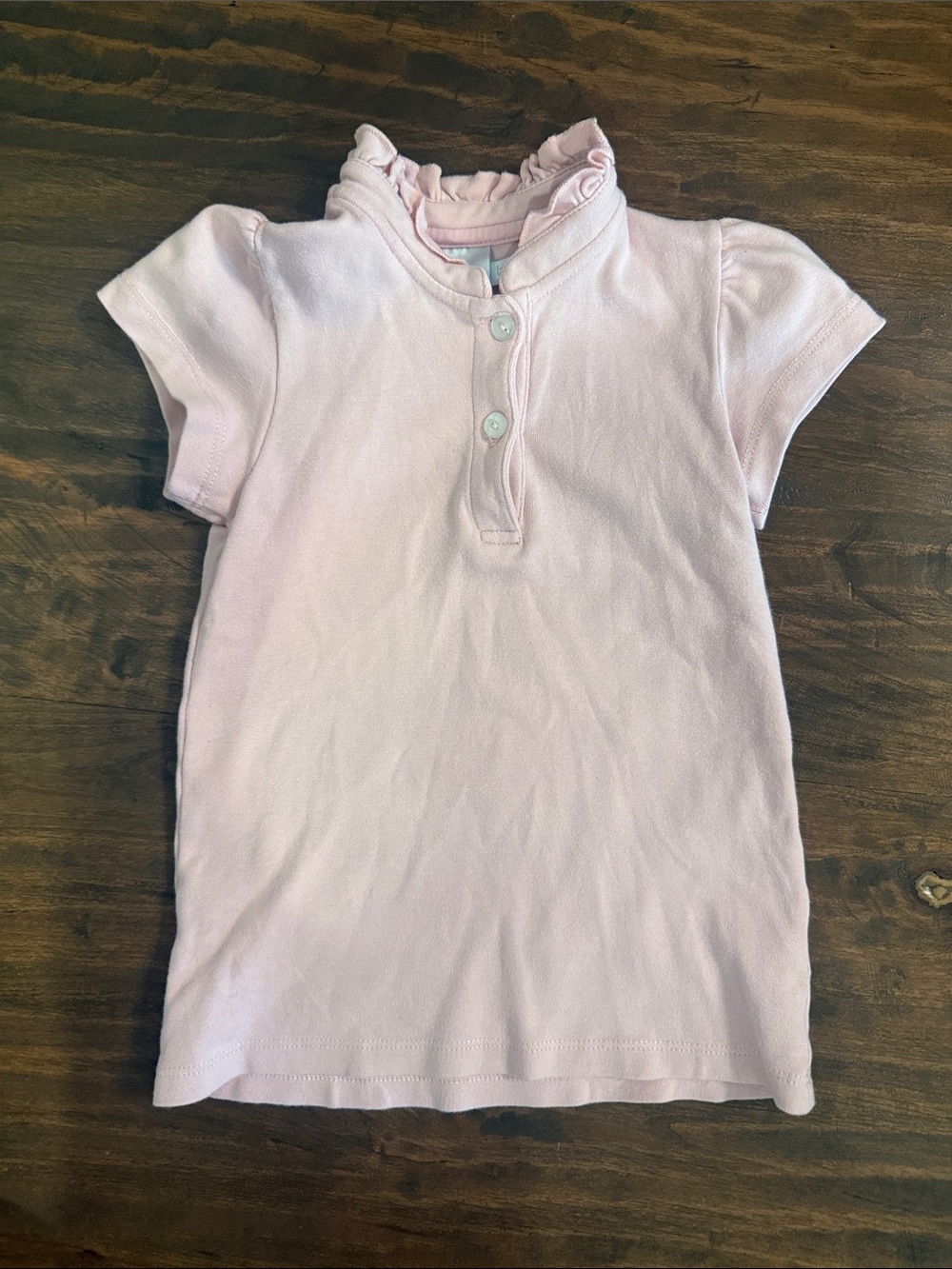 Little English Light Pink Ruffle-Collar Polo Top